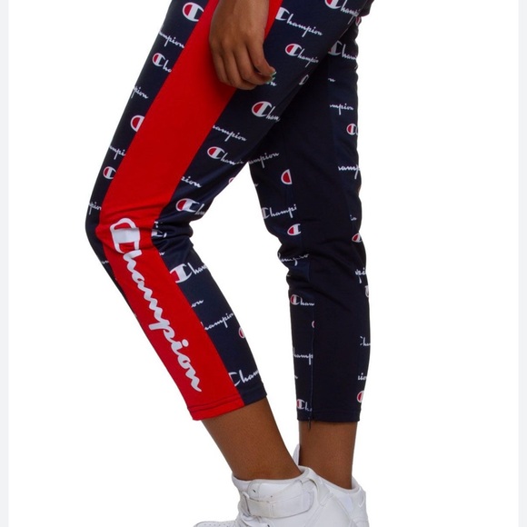 Champion Navy Joggers with Red Accents, Use good condition. No stretchy fabric - Picture 3 of 9